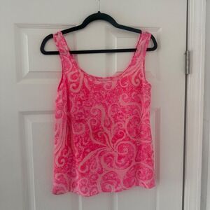 Lilly Pulitzer‎ Cosmos Silk Tank Top XS Pink Pout Print Paisley